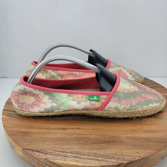 Sanuk Womens Size 10 Red Boho Sun Fade Print Mya Espadrille Flats Shoes - Picture 3 of 7